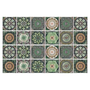 Imagem de Adesivo de parede impermeável PVC estilo europeu 24 peças, adesivo decorativo de parede de azulejo HZ058 15 x 15 cm x 24 peças