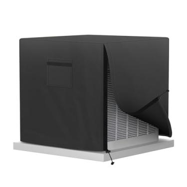 Imagem de Mordx Capa de ar condicionado central para unidades externas, capas de CA para ambientes externos, à prova d'água e à prova de vento, capa para unidades de CA externas, preta (86 x 86 x 76 cm)