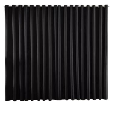 Imagem de Cortina Blackout em Tecido 100% Poliéster, Preta, 4,00x2,80m, com Ilhós Cromado, Dividida em 2 Partes
