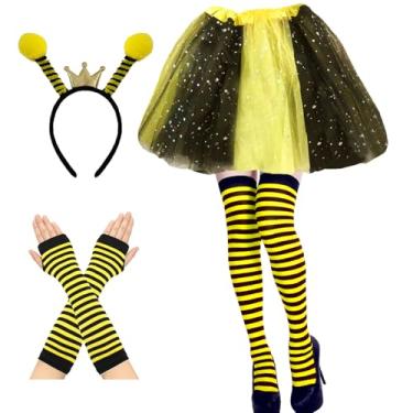 Imagem de ZCMG Faixa de cabeça de abelha de Halloween, tutu, meias luvas, antena de abelha, argolas de cabelo, bandas de cabeça, saia feminina, faixa de cabelo de animal, festival, desfile de máscaras, cosplay