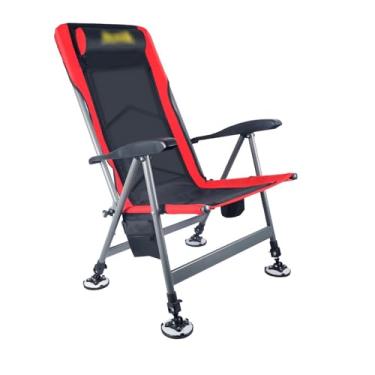 Imagem de Cadeira de pesca cadeira de praia portátil pesca ajustável encosto pernas e travesseiro grosso almofada removível 4 cadeiras de acampamento cadeiras de acampamento (B)
