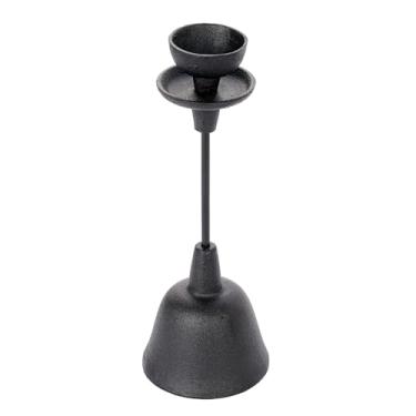 Imagem de Sungmor Castiçal decorativo de ferro fundido, castiçal rústico preto marrom pilar de 31,5 cm de altura, suporte de vela de mesa vintage para decoração de casa de manto de lareira