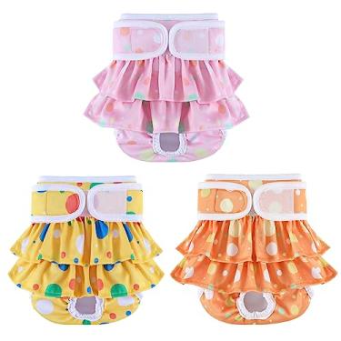 Imagem de Mengelina Fraldas Laváveis para Cães, Pacote com 3 Fraldas Reutilizáveis Premium Altamente Absorventes para Cães, Fraldas Flexíveis para Filhotes, Fraldas Duráveis À Prova de Vazamentos para Cães Com