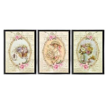 Imagem de Kit 3 Quadros Decorativos Retrô Jardinagem 45X34Cm