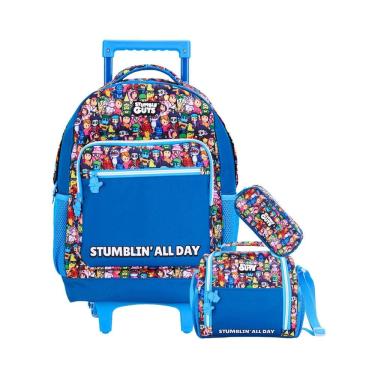 Imagem de Kit Stumble Guys Mochila Rodas + Lancheira + Estojo