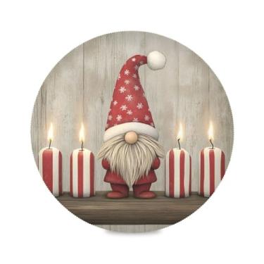 Imagem de STAYTOP Jogo americano redondo de gnomo fofo de Natal 6 peças, tapetes de mesa antiderrapantes fáceis de limpar para decoração de mesa de festa de churrasco em casa