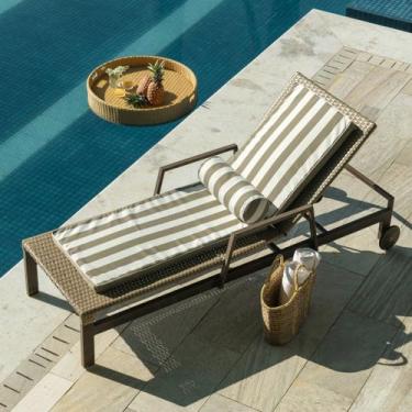 Imagem de Colchonete Espreguiçadeira Piscina Impermeável Listrado Área Externa 0