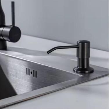 Imagem de Dosador Dispenser Embutir Inox Abs 350ml Preto Pia Cozinha Banheiro Sa