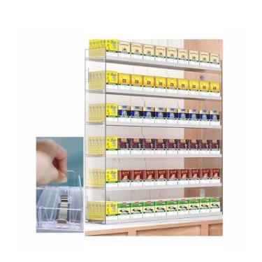 Imagem de Rack de armazenamento de exibição de varejo, suporte de exibição de cigarro, supermercados, rack de vitrines de cigarro acrílico automático empurrador de cigarro fácil de instalar/à prova d'água para
