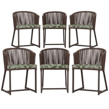 Imagem de 6 Cadeiras De Jantar área Noronha Marrom E5 Trama  Marrom