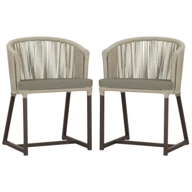 Imagem de 2 Cadeiras De Jantar Noronha Marrom Corda Náutica E8 Trama Rami