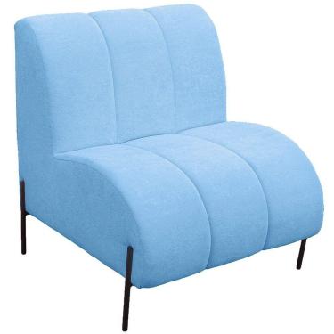 Imagem de Namoradeira Marselha Pés De Ferro Para Sala Hotel Tecido Boucle Cor Azul Claro