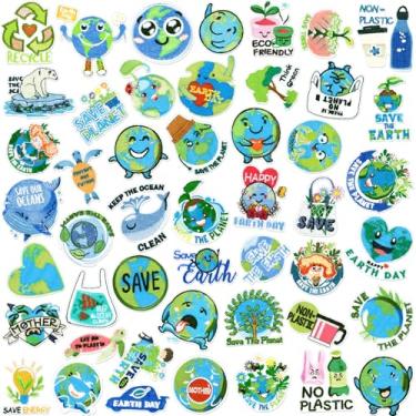 Imagem de Tigeen 48 peças do Dia Mundial da Terra Chenille, remendos bordados a granel para chapéus, roupas, aplique de costura, acessório DIY para mochila, calça jeans