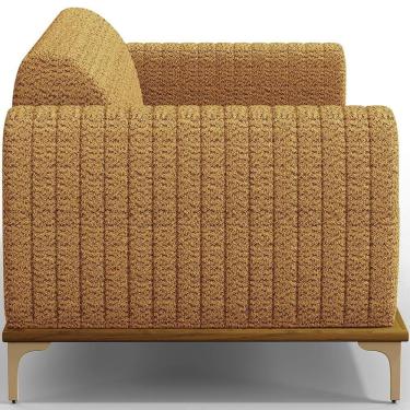 Imagem de Kit Sofá 3 Lugares 210cm Com 02 Poltronas Molino Base Castanho Pés D'ouro D02  Bouclê Mostarda Pb-03 - Lyam Decor