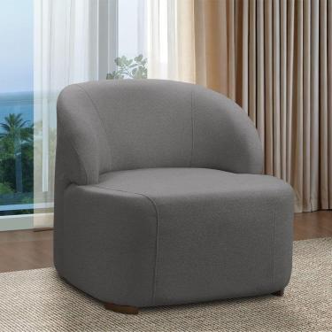 Imagem de Poltrona Decorativa Orgânica Para Sala Diully Bouclê Cinza Escuro E03 - D'rossi