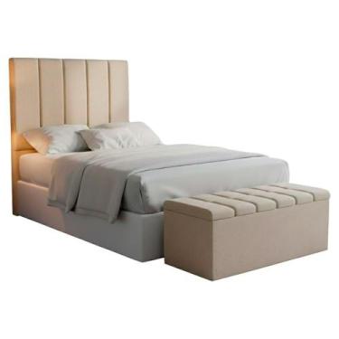 Imagem de Cabeceira e Recamier Bau Solteiro 90 cm Dalia Linho Artte - Arte das C