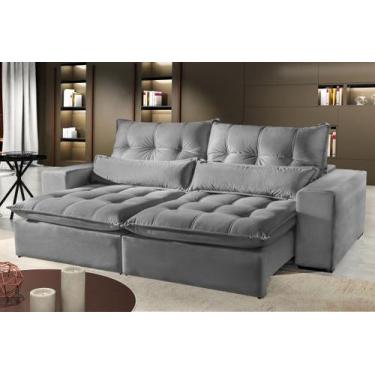 Imagem de Sofá 2 Lugares Retrátil e Reclinável Máximo 2.00m Suede Cinza Prata - 