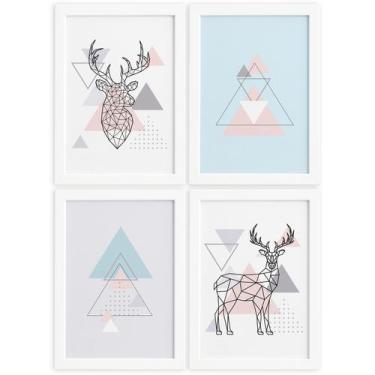 Imagem de Quadros Decoração Minimalista Alce Moldura Branca 33x43cm - Quartinhos