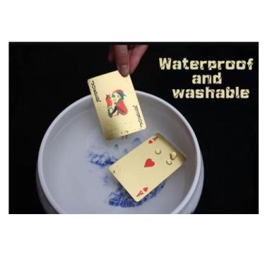 Imagem de Cartas Poker Baralho Dourado Ouro 24k Dollar Novo P'agua - jojo