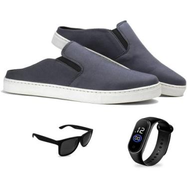 Imagem de Sapatênis Mule Slip On Masculinos Confortavel + Oculos e Relogio - MP 
