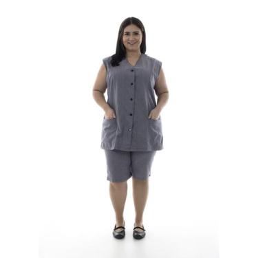 Imagem de Plus Size - Conjunto de Colete com bermuda em algodão para copeira, ar