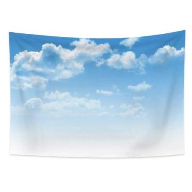 Imagem de Tapeçaria de parede Céu azul e nuvens brancas 150x100cm poliéster - yi
