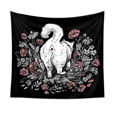 Imagem de Tapeçaria de parede Cat Rose Microfabric 150x130cm Decoração de quarto