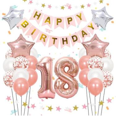 Imagem de Kit de balão para festa de 18 anos, 37 peças de papel alumínio de láte