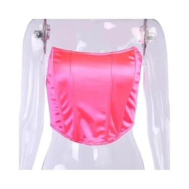 Imagem de Top Cropped Feminino Sem Mangas, Estilo Corset, Sexy, Costas Descobert