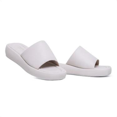 Imagem de Tamanco Plataforma Baixa Feminina Flatform Papete Elegante Branco - Mu