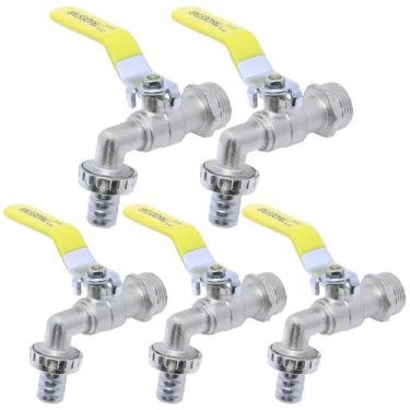 Imagem de Kit C/ 5 Torneira Esfera Jardim C/ Bico 3/4x3/4 Metal - Tradestar