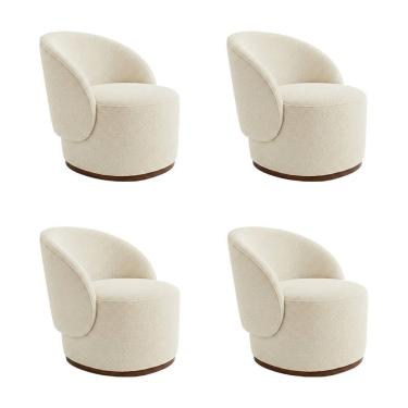 Imagem de Kit 4 Poltronas Decorativa Premium Orgânica Ideal Para Recepção E Clinicas Em Bouclê Italiano Bege