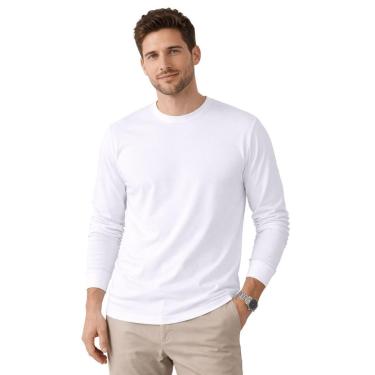 Imagem de Camiseta Manga Longa Basica Slim Masculina Fico 00971 Branca-Masculino