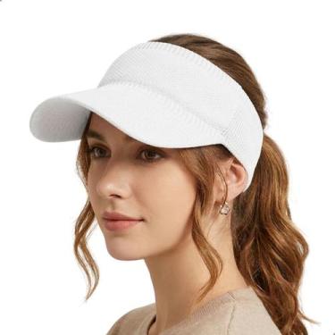 Imagem de Viseira Feminina Tricot Elástica Proteção Solar Casual Esporte Praia -