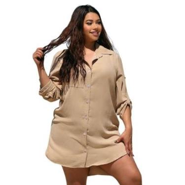 Imagem de SAÍDA DE PRAIA CAMISA/VESTIDO MANGA 3/4 PLUS SIZE-Feminino