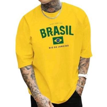 Imagem de Camiseta Masculina Brasil Rio de Janeiro Estilosa Jogos Copa do P ao G1-Masculino