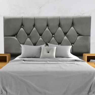 Imagem de Cabeceira Estofada Cama Box Casal 140 Cm Suede Paris Cinza