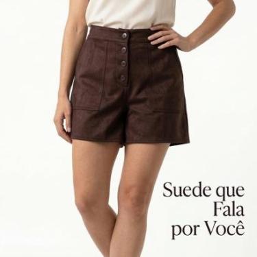Imagem de Short Suede Box Cintura Alta Tecido Premium Feminino 180057-Feminino