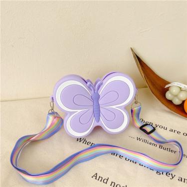 Imagem de Bolsa Infantil Borboleta para Pequenos Itens com Fechamento Seguro em Silicone Lilás OEM