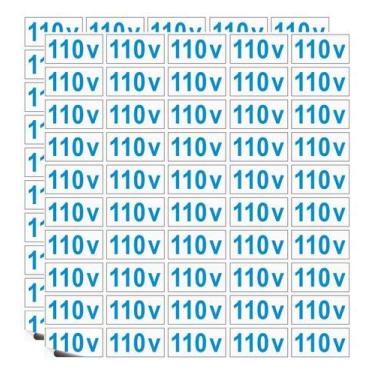 Imagem de 100 Etiquetas Adesivas Tomada Voltagem 110v E Ou 220v Adesivo Vinil Id