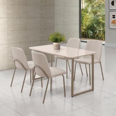 Imagem de Conjunto para Sala de Jantar com 4 Cadeiras Dora - Aço Nobre Móveis
