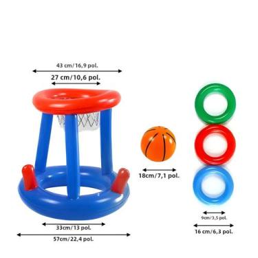 Imagem de Aro de Basquete Aquático Inflável - Brinquedo Interativo para Piscina,