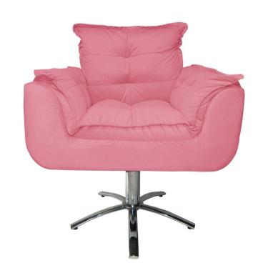 Imagem de Jogo 2 Poltronas Estofada Consultório Base Giratória de Metal Opala Suede Rosa Barbie - LM DECOR