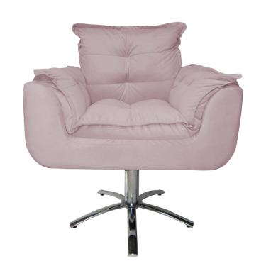 Imagem de Jogo 2 Poltronas Estofada Consultório Base Giratória de Metal Opala Suede Rose - LM DECOR
