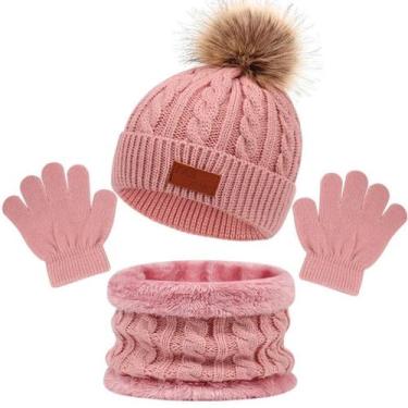 Imagem de Kit inverno infantil gorro cachecol luva bebê touca de lã - Modas Fagu