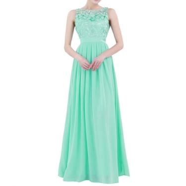 Imagem de Vestido longo Verde Menta Madrinha Seda Chiffon festa  Ref 14 - Lua Se