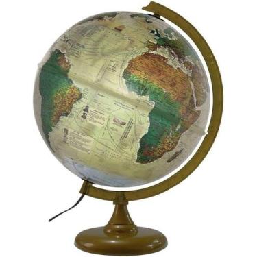 Imagem de Globo Terrestre Político 30Cm Histórico Led Branco Base Ouro - EDITORA
