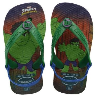Imagem de Chinelo Havaianas Infantil Baby Marvel Heróis com elástico, 19, Verde 
