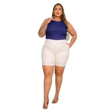 Imagem de Bermuda Feminina Linho Social Pedal Plus Size Raio de Luz Loja Rosalis