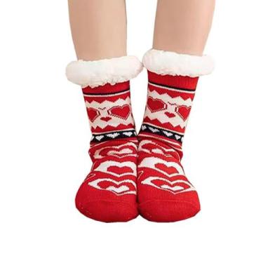 Imagem de Meia Pantufa Inverno: Lã Forrada com Pelúcia e Solado Antiderrapante -